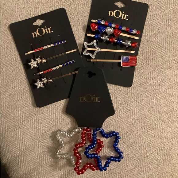 nOir Nordstrom Jewelry Star Hair Clip Set - Red, white & Blue - Picture 1 of 4